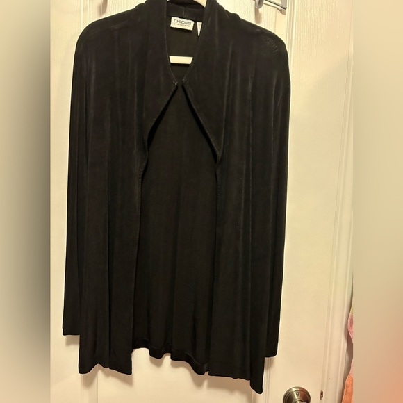 Chico’s Travelers open Cardigan Women’s Size 2 Or M Slinky Black sweater medium - Picture 1 of 11